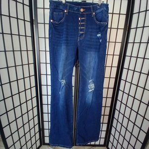 DISTRESSED Women's Flare Bell Bottom Jeans High Waist Size Medium